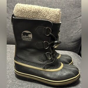 Sorel Kids Black and Tan Waterproof Boots